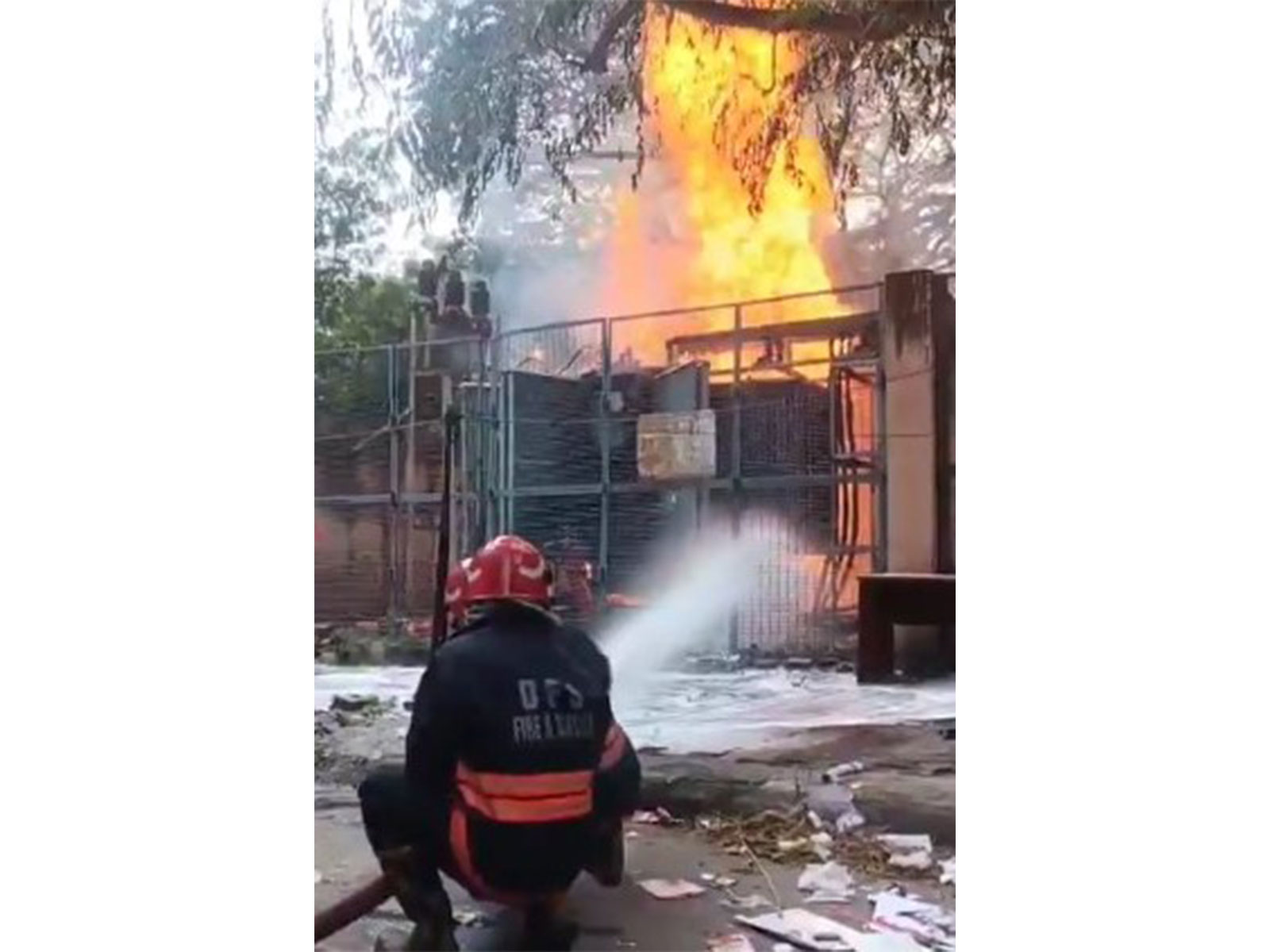 Transformer burst at Prasar Bharati Secretariat building (Photo/Delhi Fire Service)