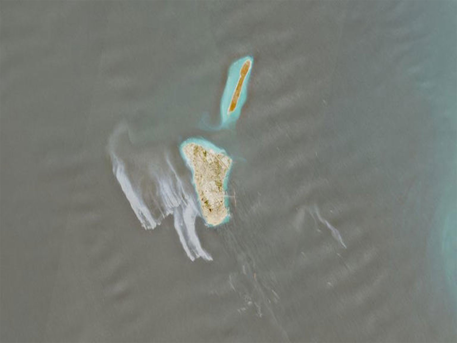 An image from the Europe Space Agency's Copernicus Sentinel-2 satellite showing a slick off Kharg Island on Wednesday (Photo/Reuters)