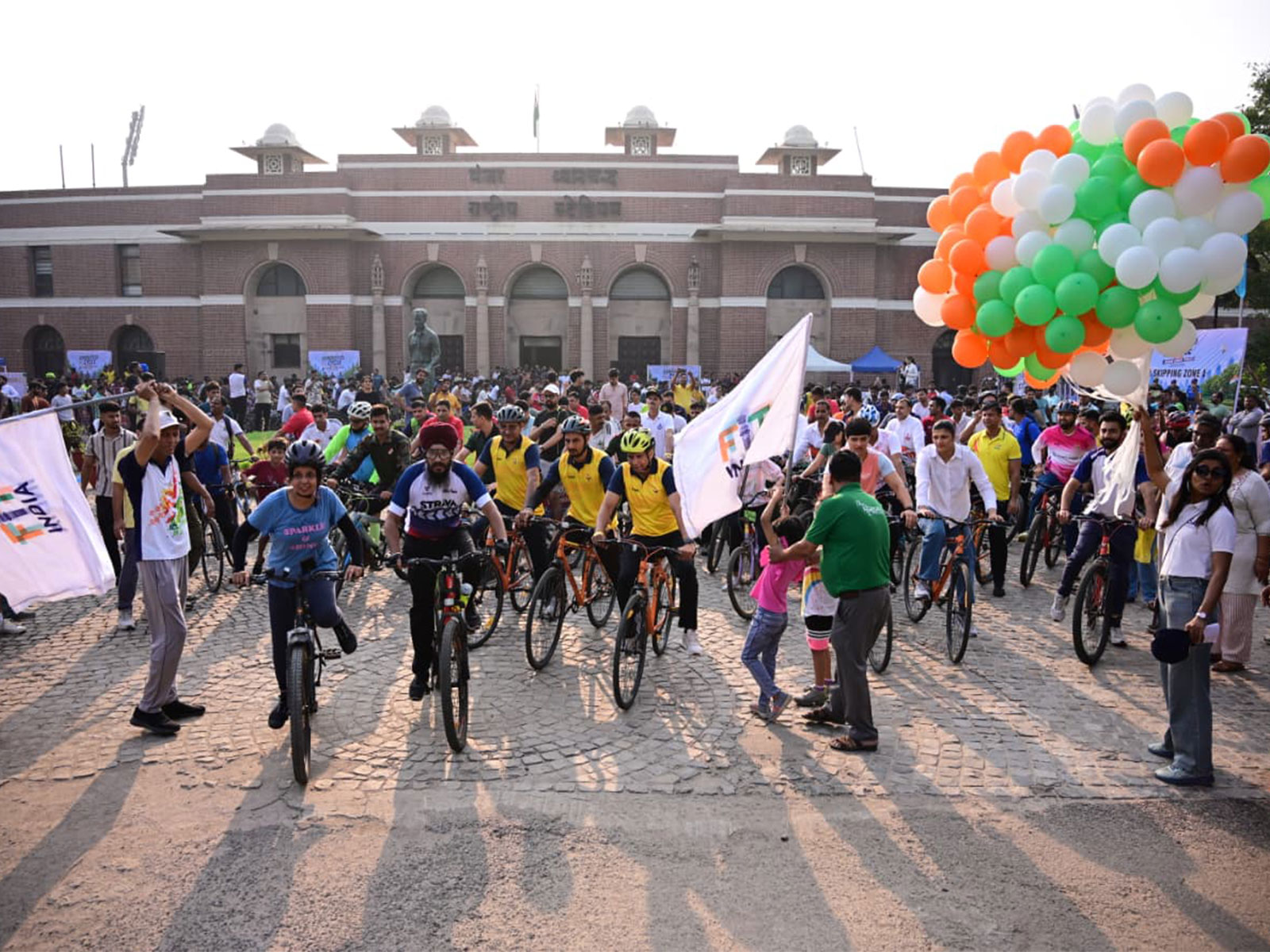 Patriotism was in full display at the 73rd edition of Fit India Sundays on Cycle. (Photo: SAI Media)
