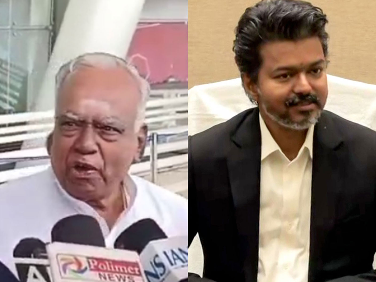 Actor V Natarajan and Tamil Nadu CM Vijay (Photo/ANI)