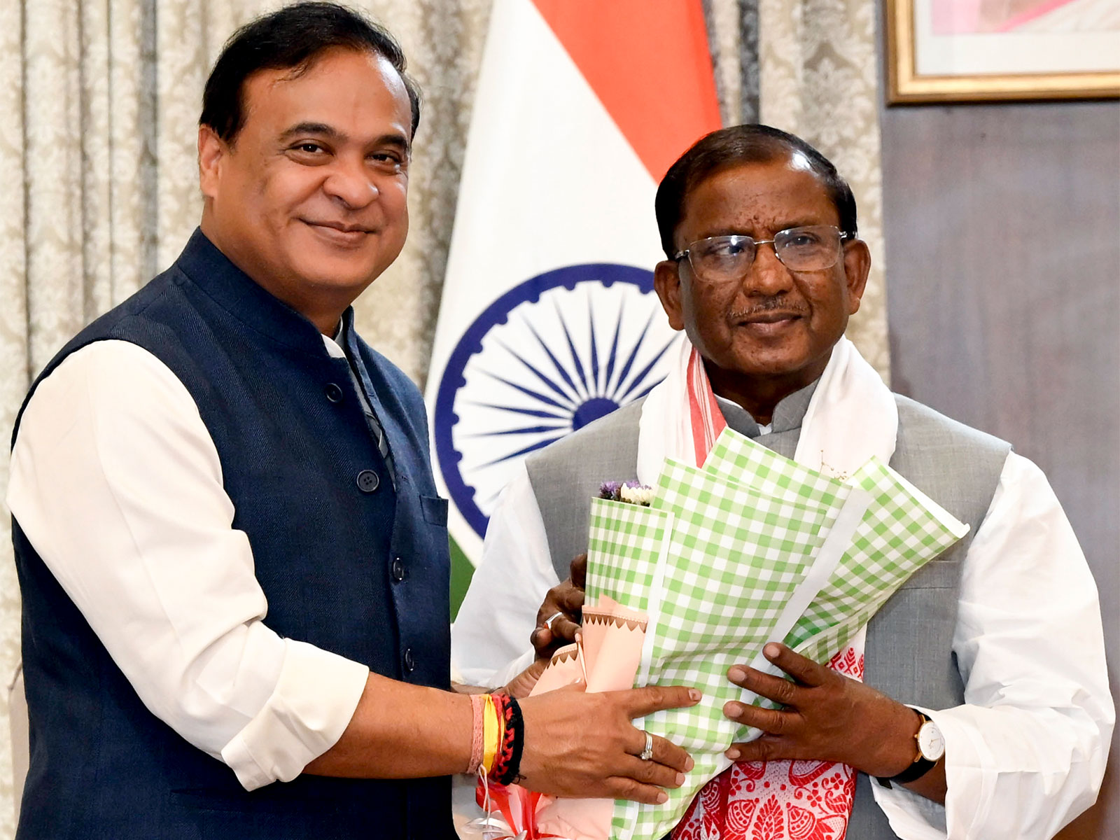 Himanta Biswa Sarma with Assam Governor Lakshman Prasad Acharya (Photo/ANI)