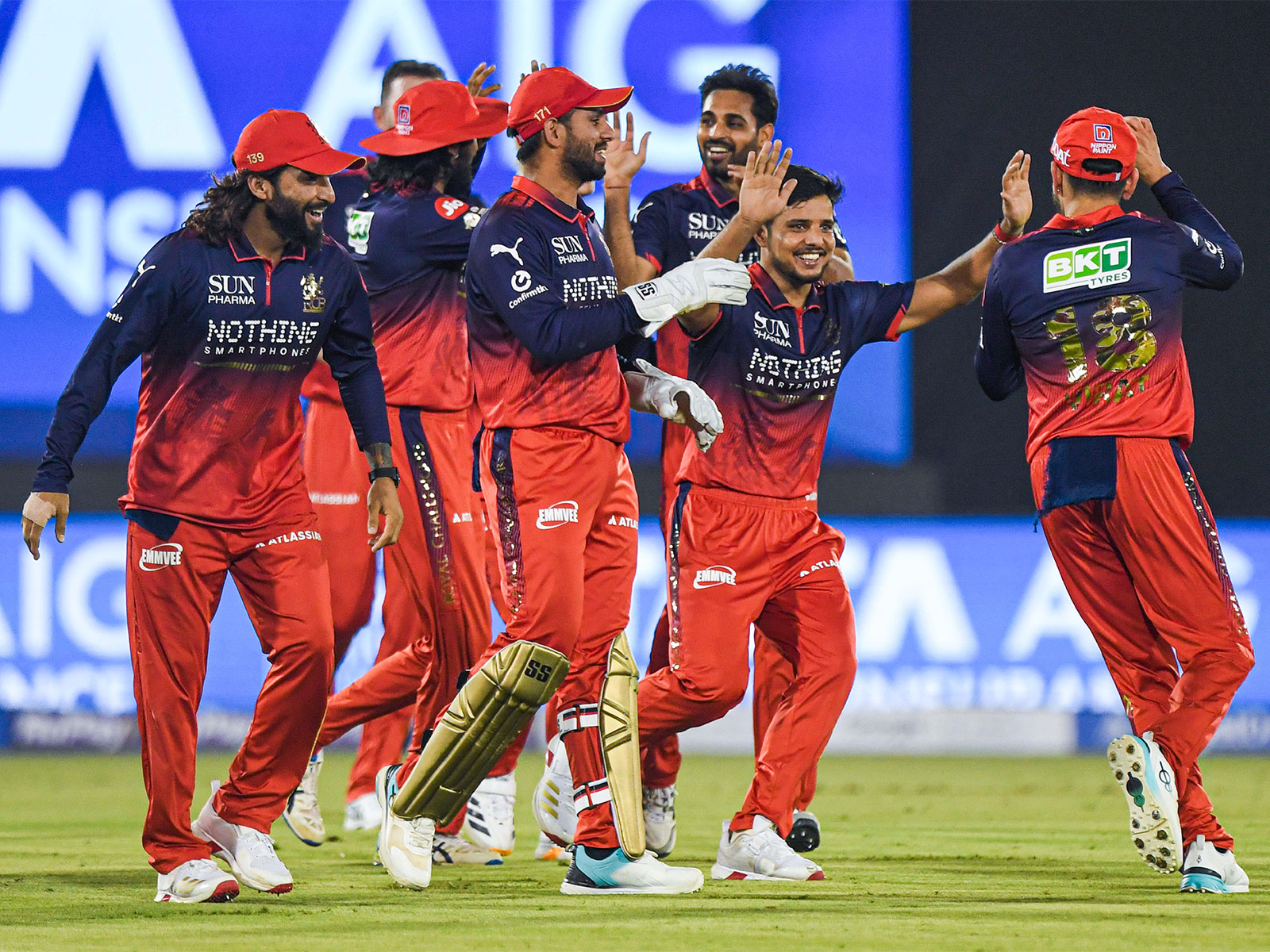 RCB players celebrating after the win. (Photo/ANI)