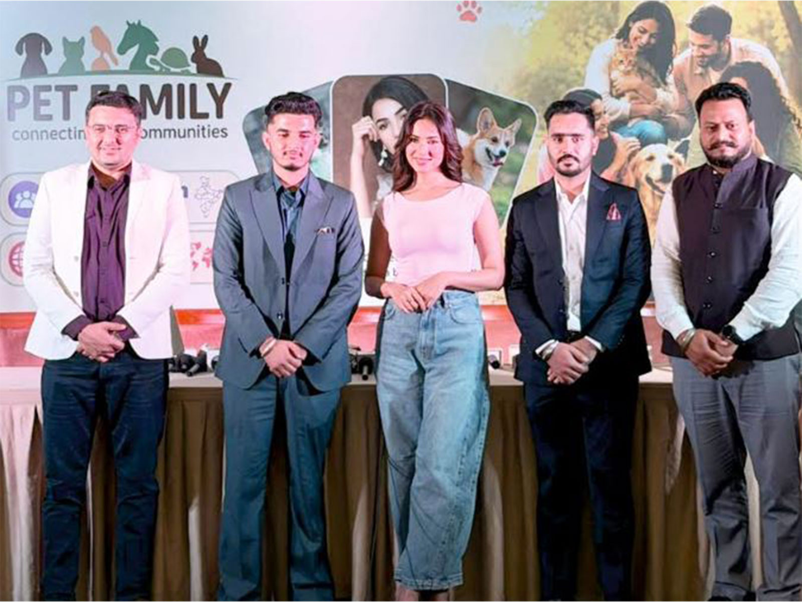 PET FAMILY founder and pet enthusiast Dharam Sidhu with brand ambassador actress Sonal Chauhan at the launch of the all-in-one pet care platform in Mumbai