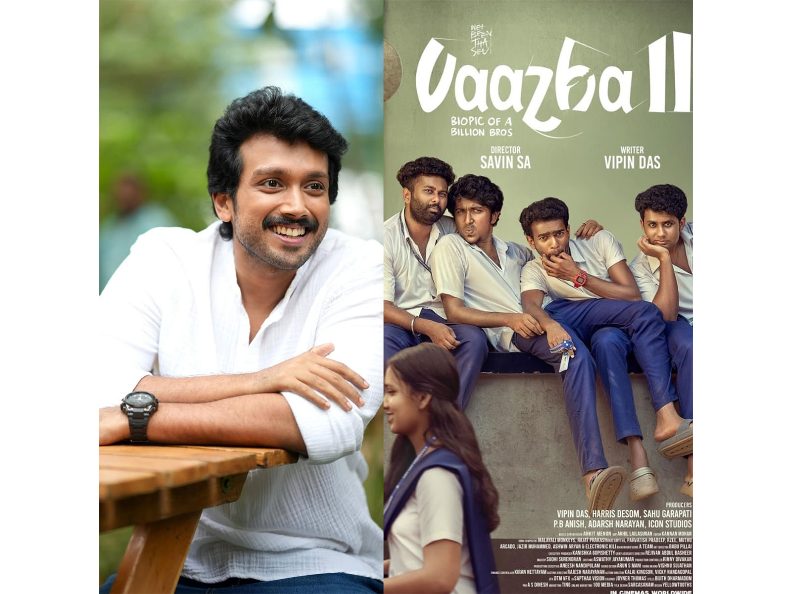 Kalidas Jayaram (Photo/Instagram@KalidasJayaram) and Vaazha II Poster (Photo/Instagram@savin_sa_)