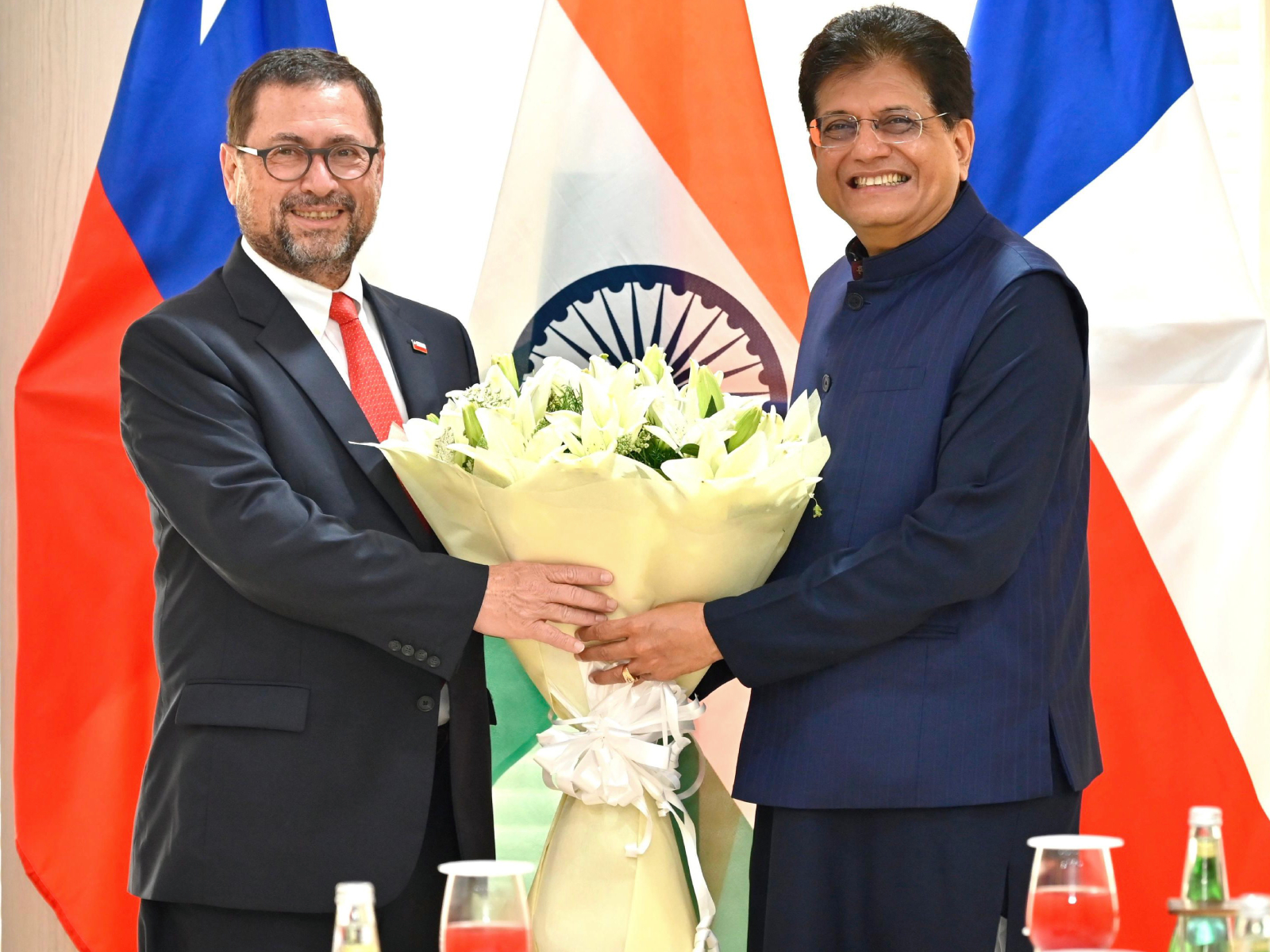 H.E. Francisco Perez Mackenna (Minister of Foreign Affairs of the Republic of Chile) and Piyush Goyal (Union Minister of Commerce & Industry ) (Photo/X@PiyushGoyal)