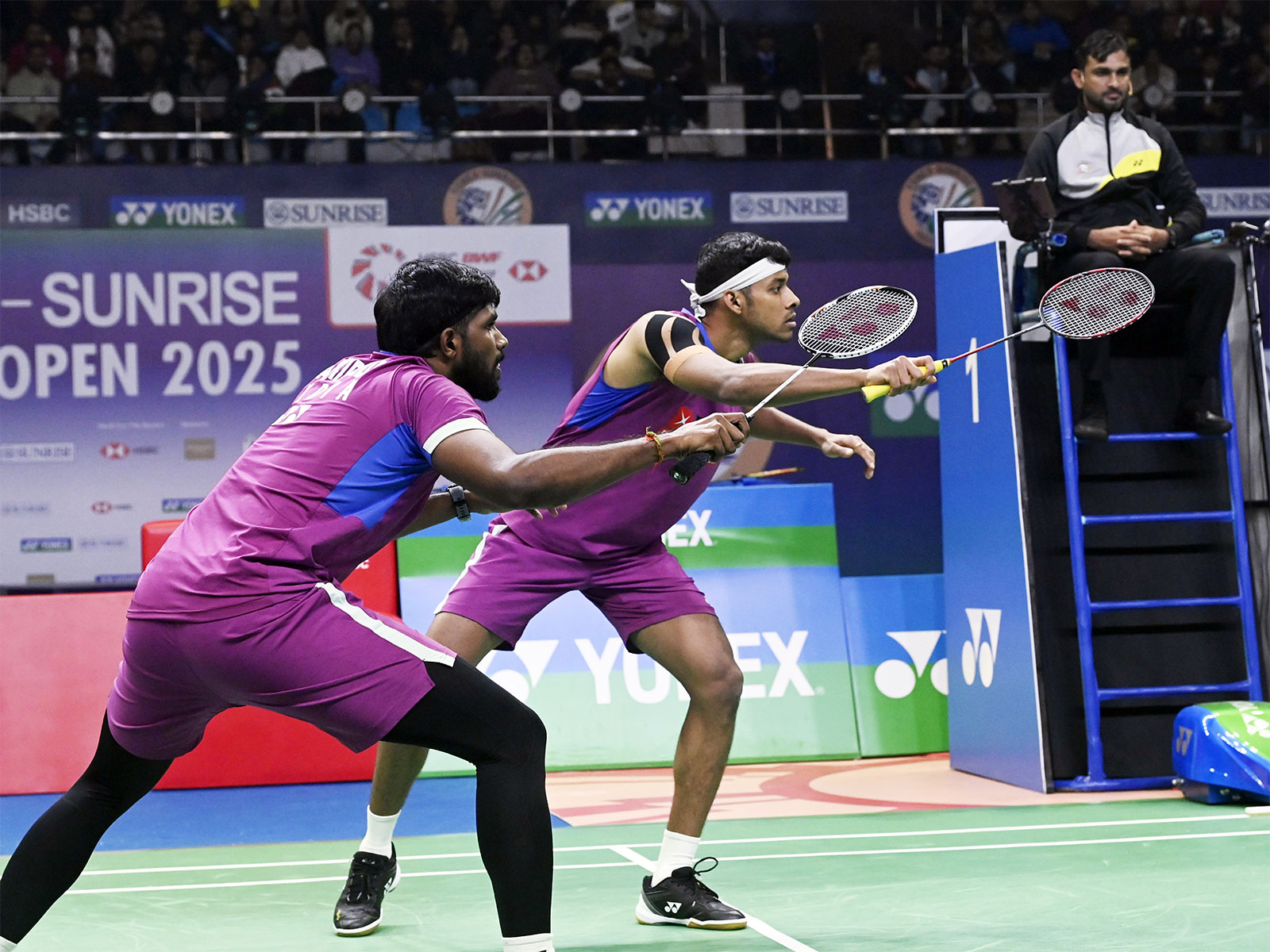 Satwiksairaj Rankireddy and Chirag Shetty in action (Photo/ANI) 