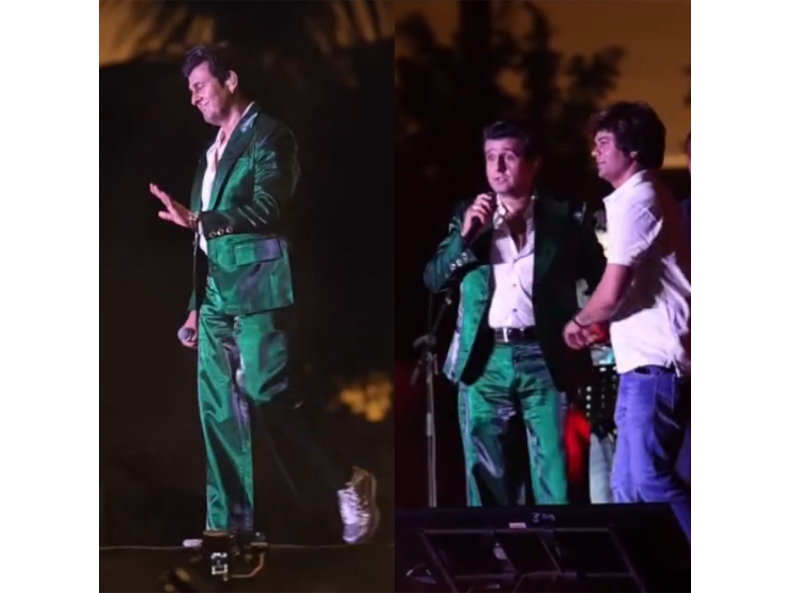 Fan jumps on stage during Sonu Nigam's live performance (Photo/Instagram@sonunigamofficial)