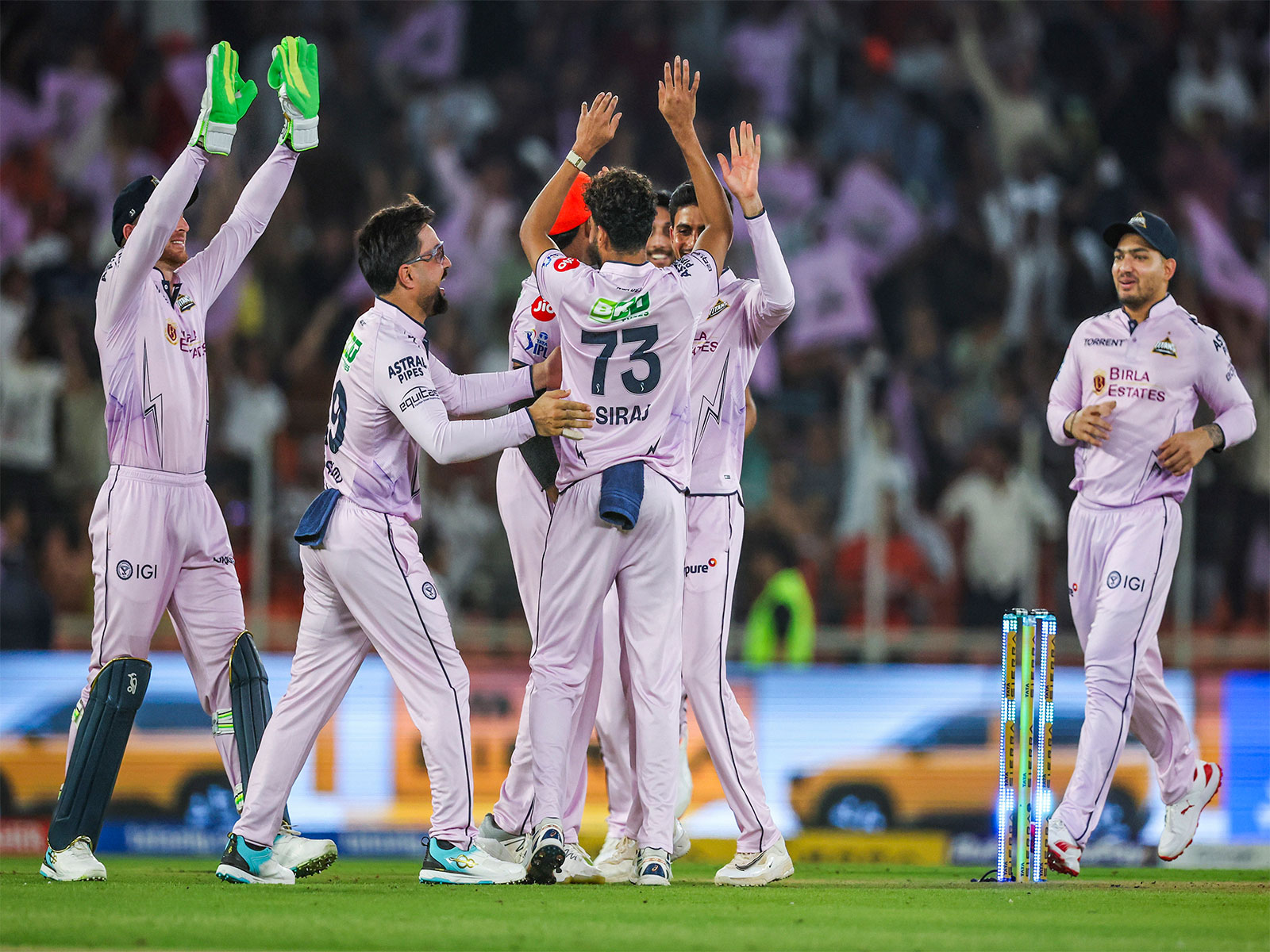 Gujarat Titans players celebrating during IPL 2026 clash against Sunrisers Hyderabad (Photo: ANI)