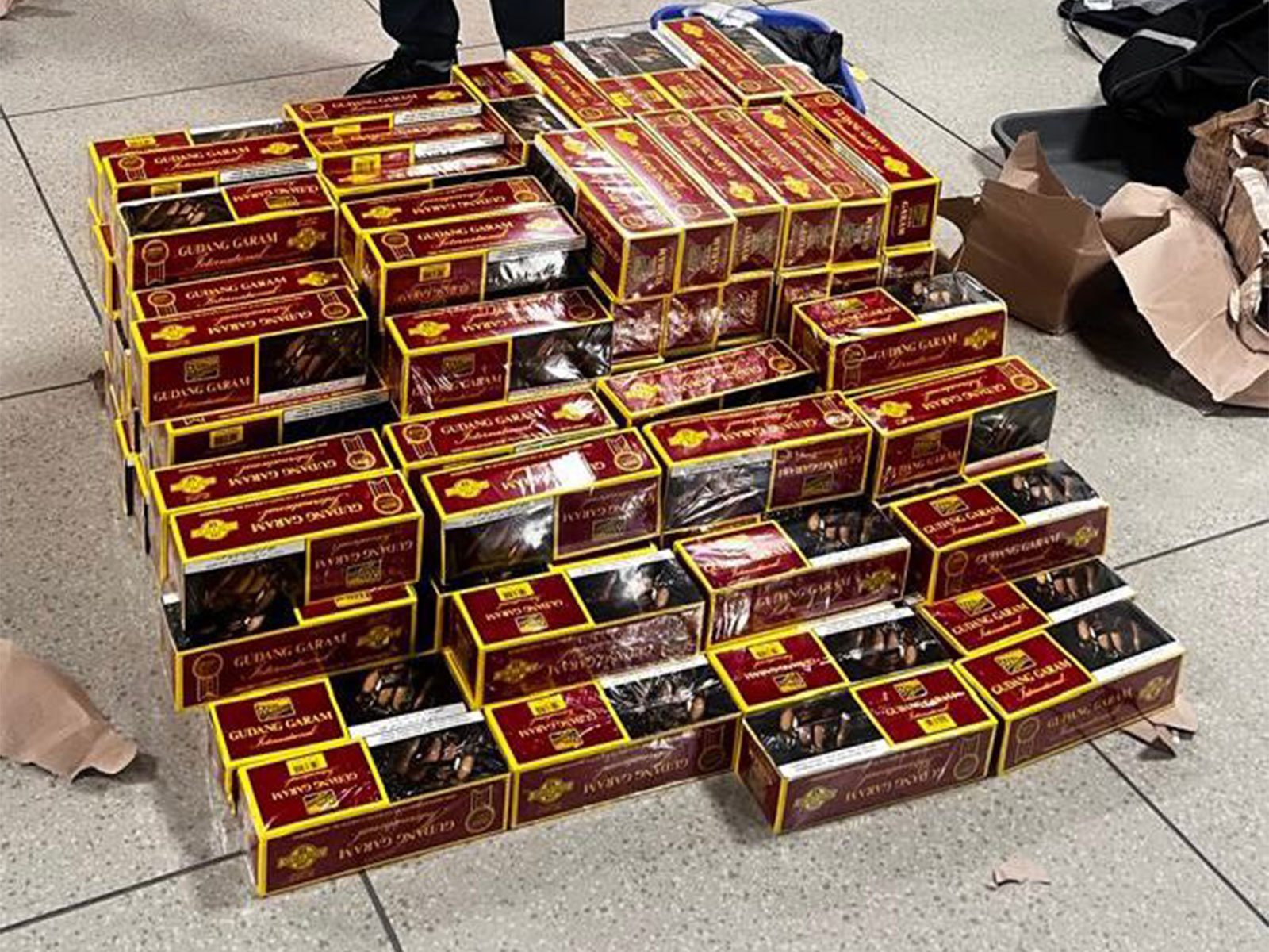 1.13 lakh sticks of foreign-origin cigarettes seized at SVPIA (Photo/ANI)