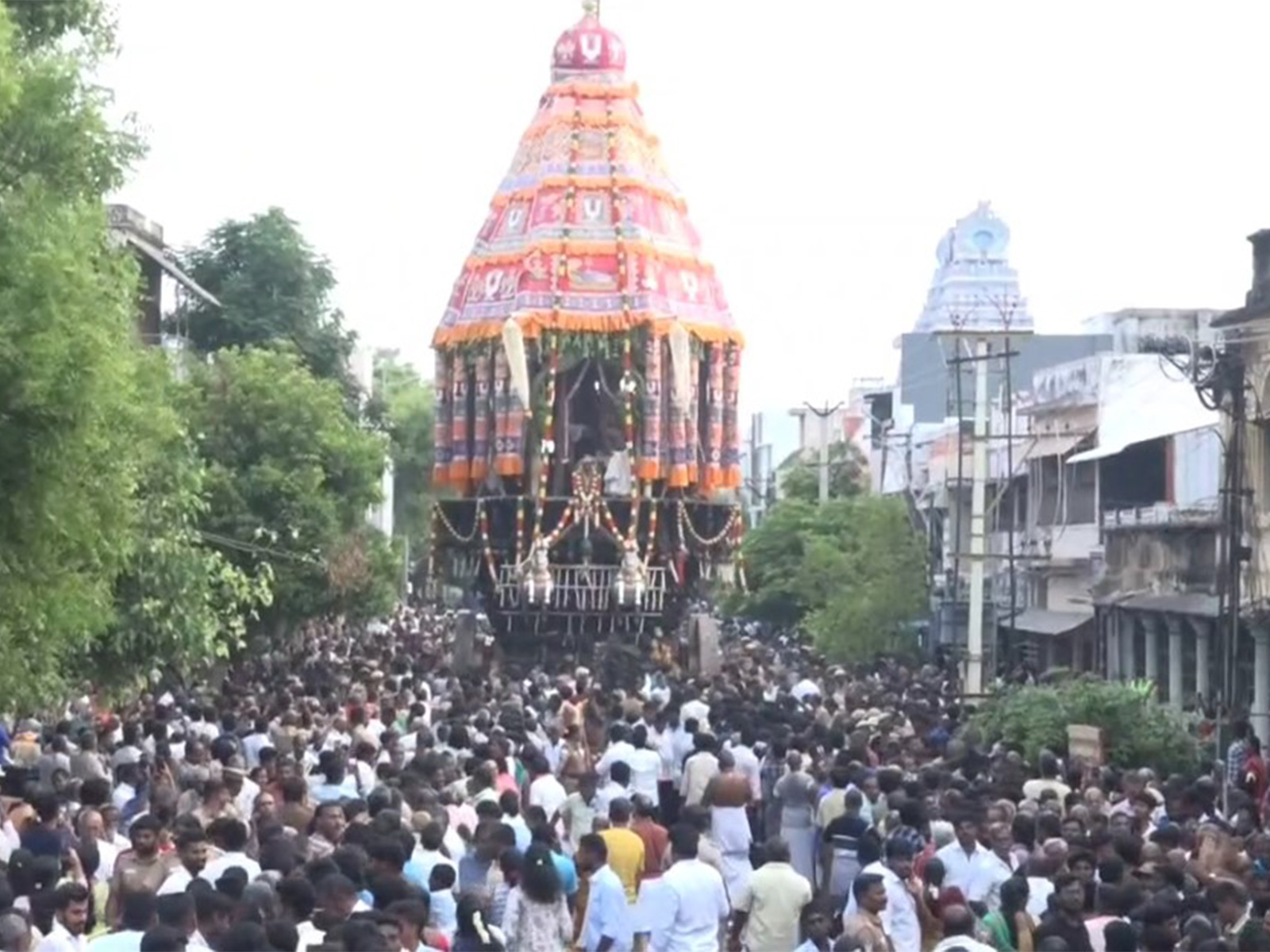 Visual from the Chithirai Therottam (car festival) of Sri Ranganathaswamy Temple (Photo/ANI)