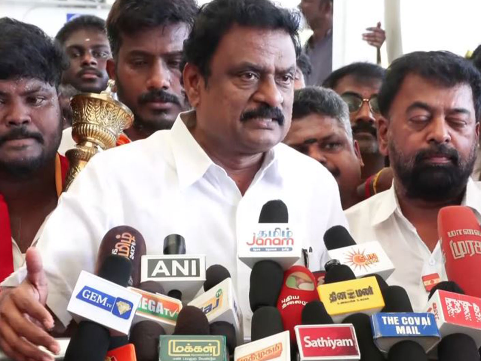 TVK MLA from Sulur constituency NM Sukumar (Photo/ANI)