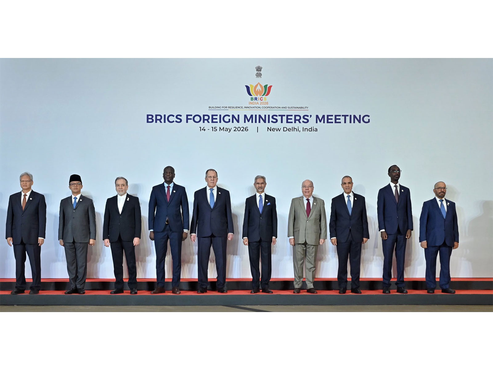 External Affairs Minister S Jaishankar with foreign ministers and senior representatives of BRICS member nations during the BRICS Foreign Ministers' Meeting in New Delhi. (Photo: X/@DrSJaishankar)
