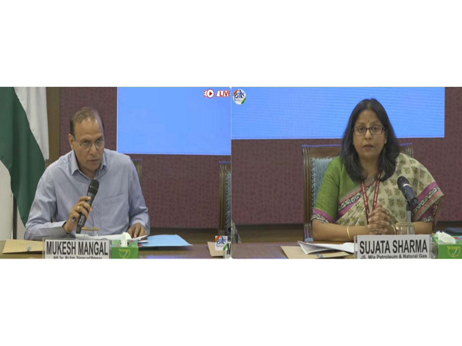Sujata Sharma, Joint Secretary (Marketing & Oil Refinery) in the Ministry of Petroleum and Natural Gas and Mukesh Mangal, Additional Secretary in the Ministry of Ports, Shipping and Waterways (Photo/PIB)