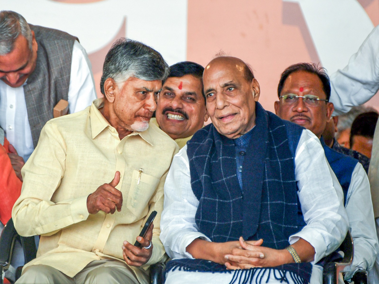 Defence Minister Rajnath Singh and Andhra Pradesh CM N Chandrababu Naidu (FilePhoto/ANI)