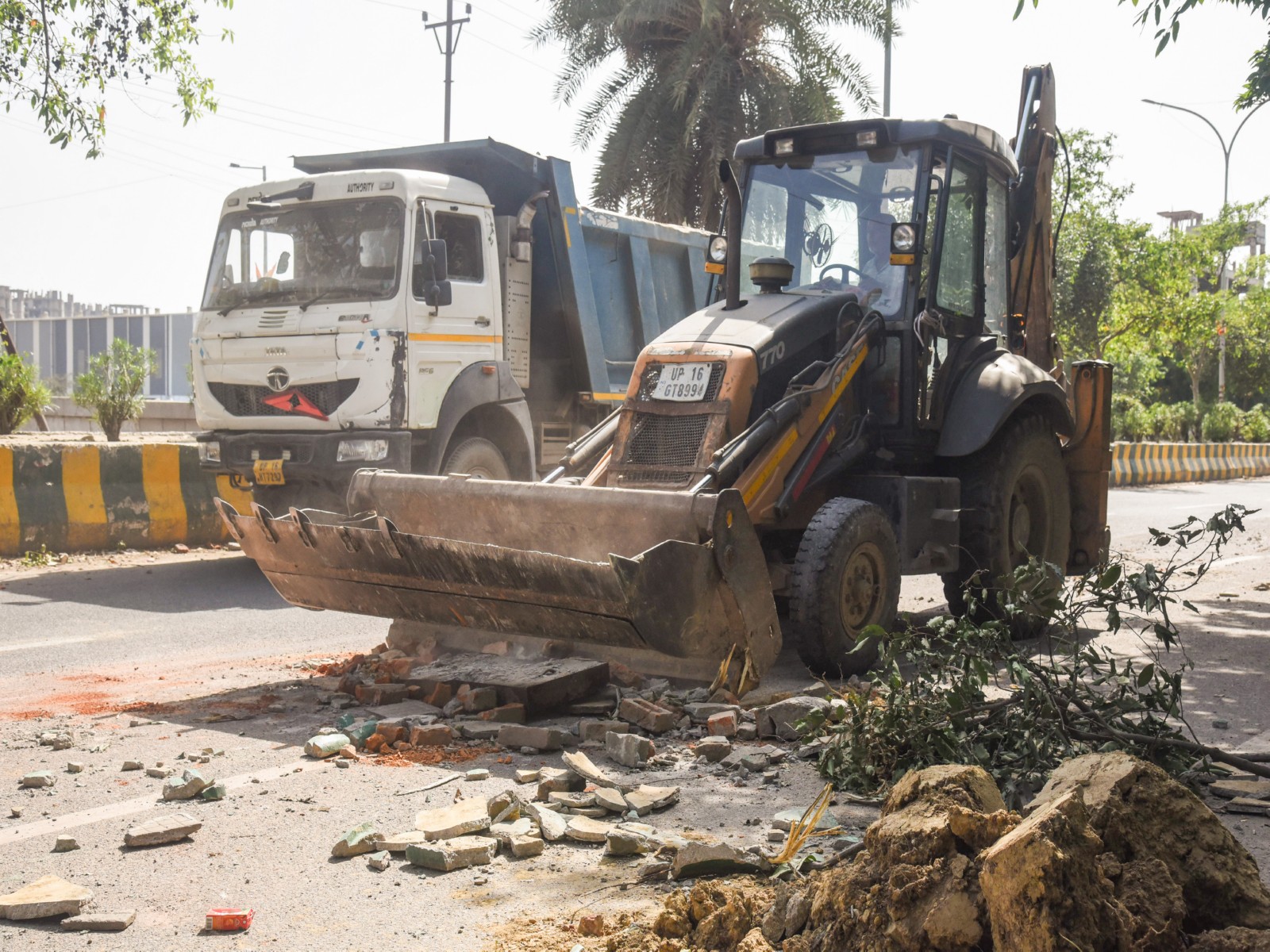 Aftermath of violent protest in Noida on April 13 (File Photo/ANI)