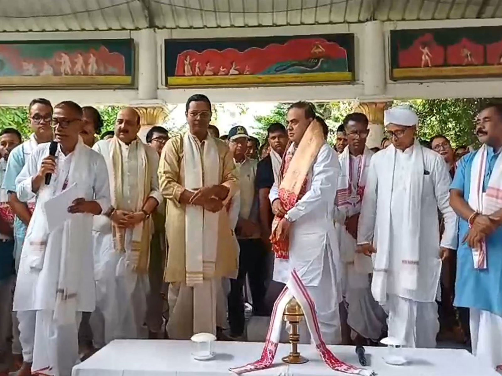 Assam Chief Minister Himanta Biswa Sarma at Srimanta Sankardeva's birthplace in Batadrava Than (Photo/ANI)