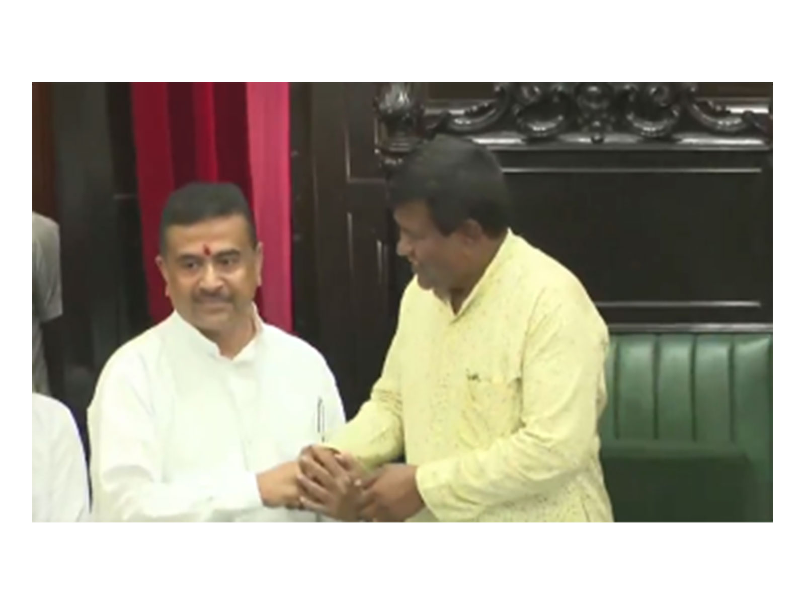 CM adhikari and newly elected Speaker Rathindra Bose (Photo/West Bengal Assembly)