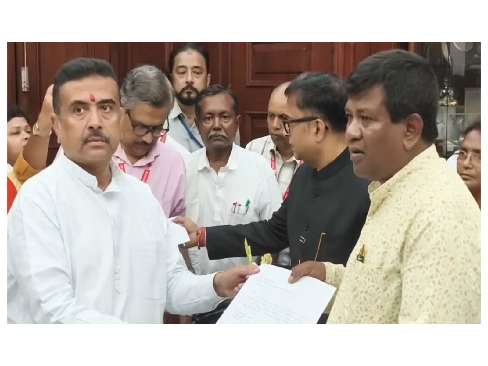 West Bengal CM Suvendu Adhikari hands his resignation as Nandigram MLA to Assembly Speaker Rathindra Bose (Photo/West Bengal CMO)