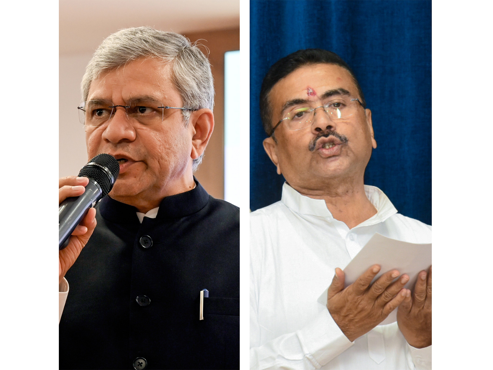Railway Minister Ashwini Vaishnaw and  West Bengal Chief Minister Suvendu Adhikari (File Photo/ANI)