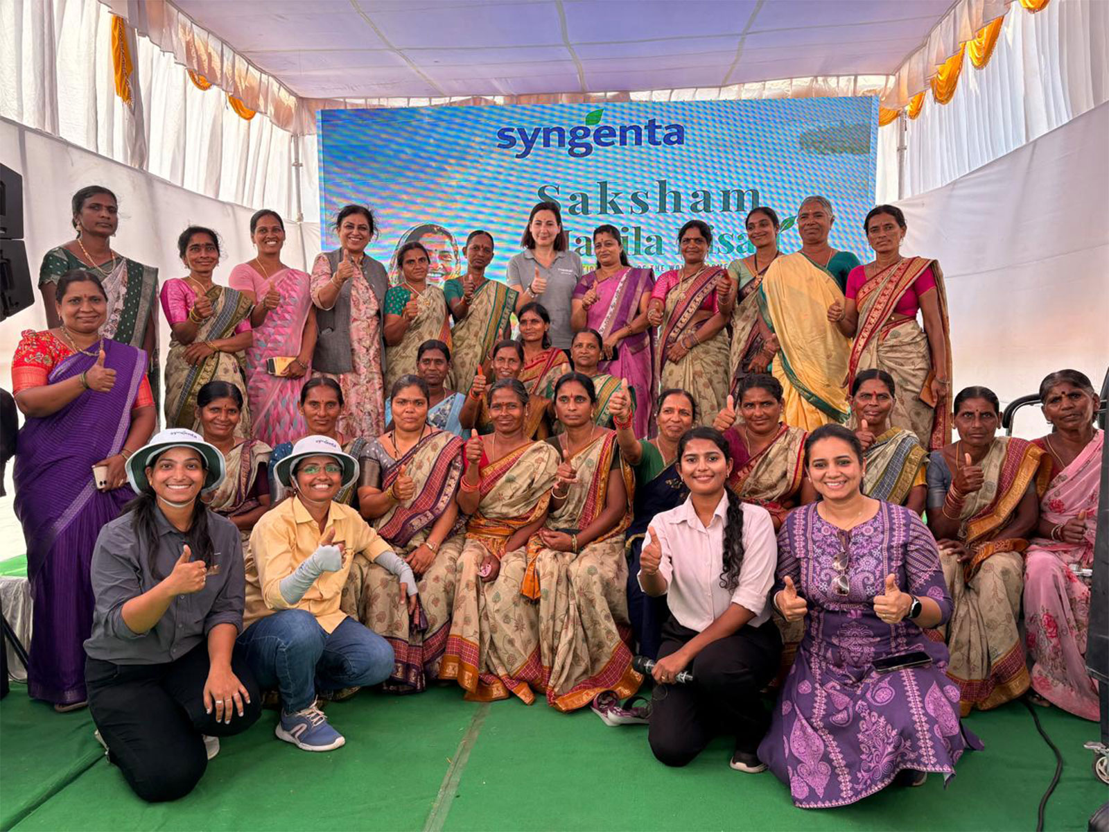 Camilla Corsi, Global Head of Crop Protection Research and Development with Progressive Women farmers of India