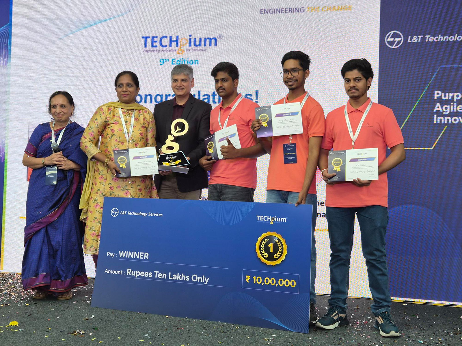 This year's TECHgium saw 60% surge in participation. Seen in photo, winners of the 9th edition that concluded on Friday