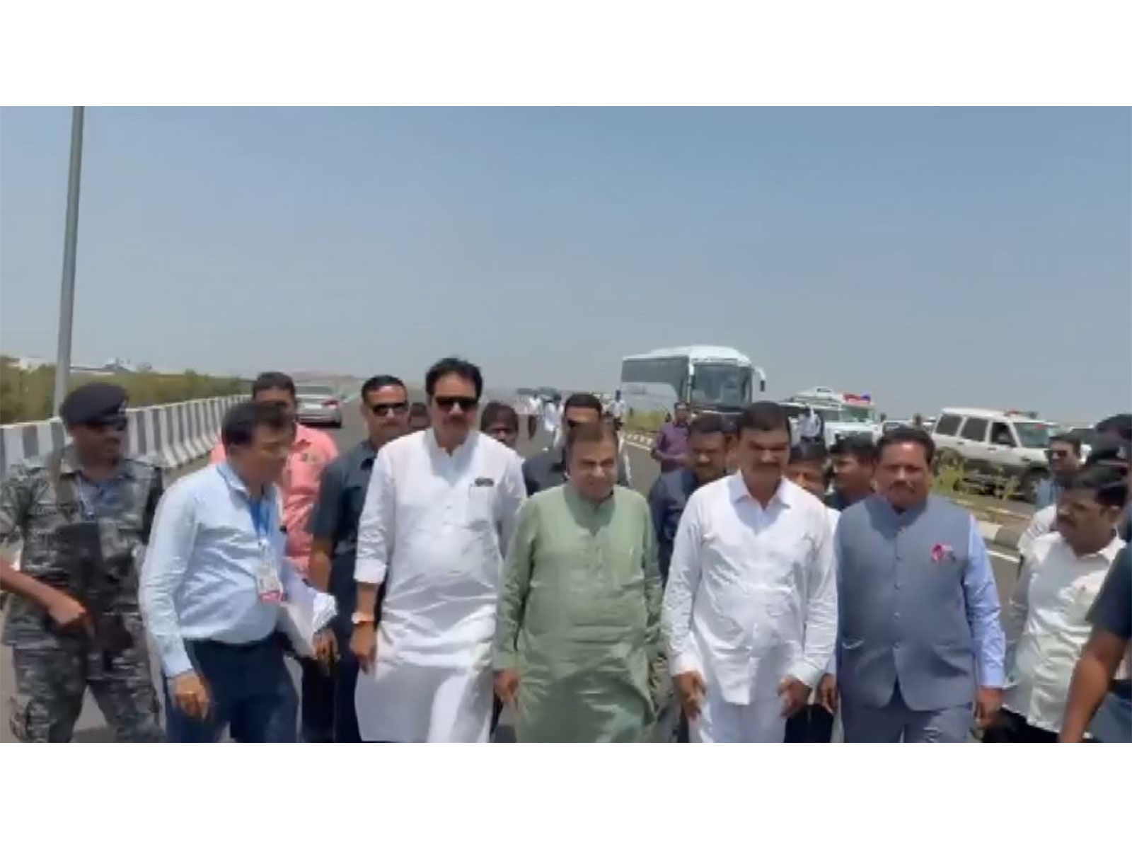 Union Minister Nitin Gadkari inspects Sant Tukaram and Sant Dnyaneshwar Palkhi Marg projects (Photo/ANI)