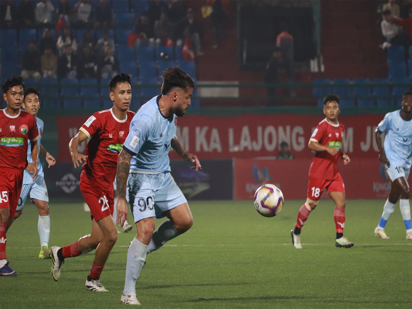Shillong Lajong and Rajasthan United players in action (Photo: AIFF Media)