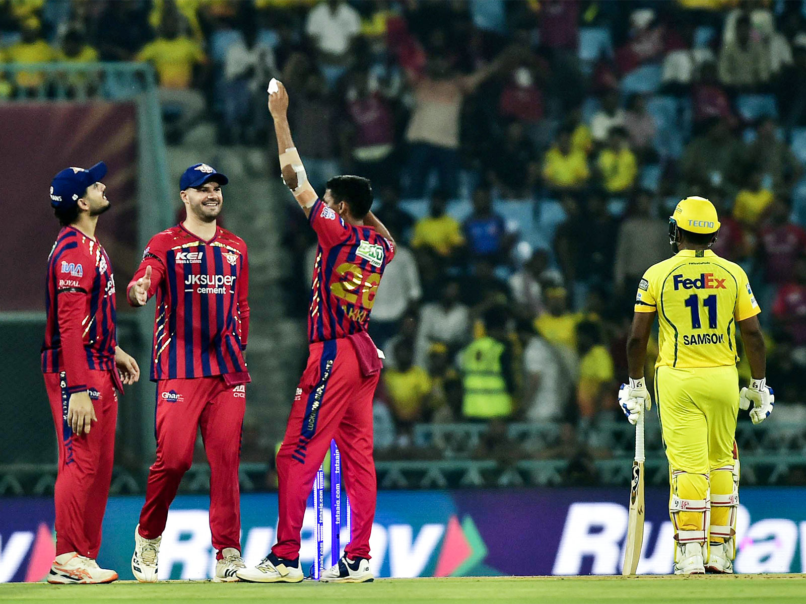 LSG and CSK players in action (Photo/ANI)