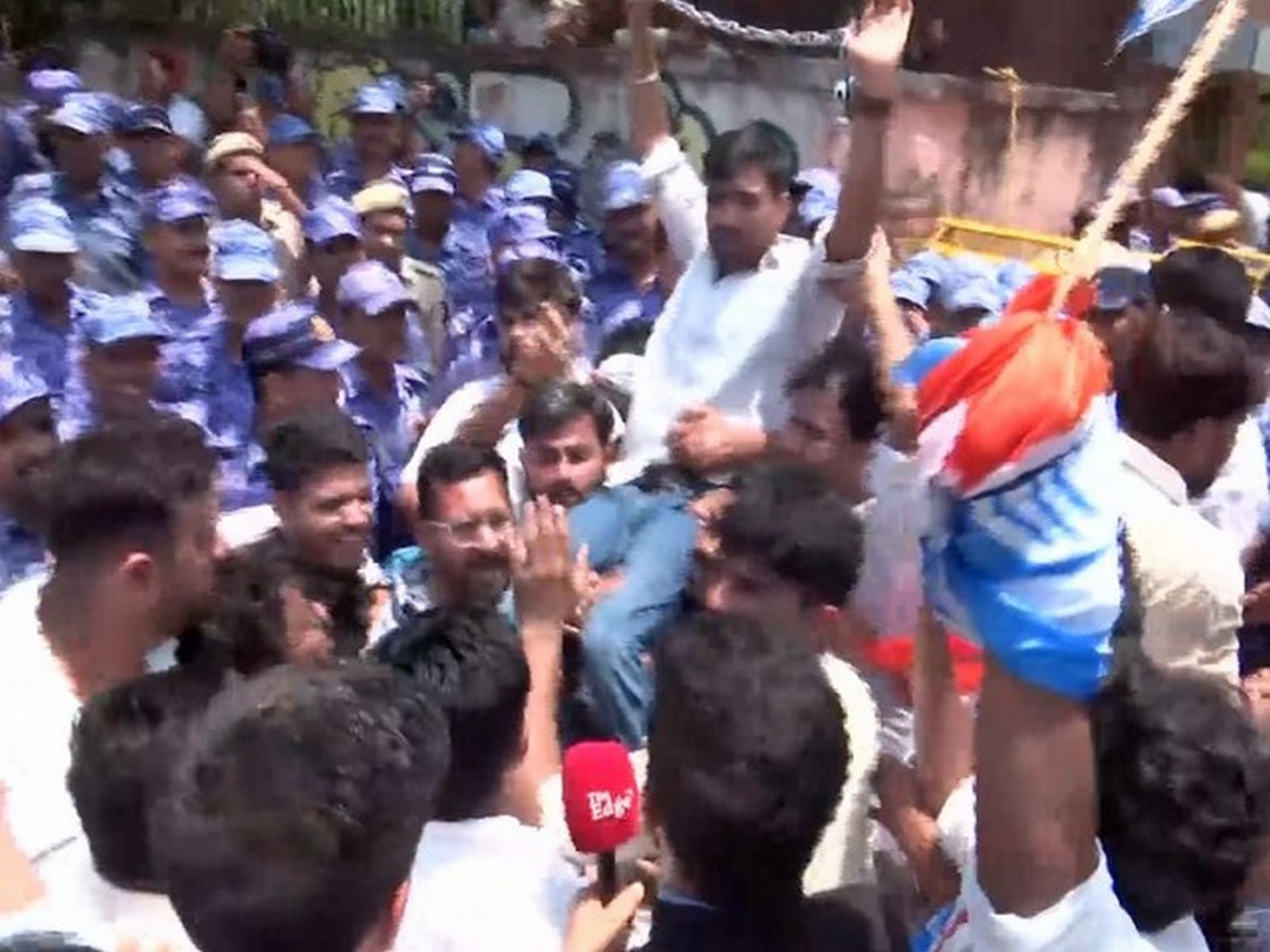 Visual from the NSUI protest (Photo/ANI)