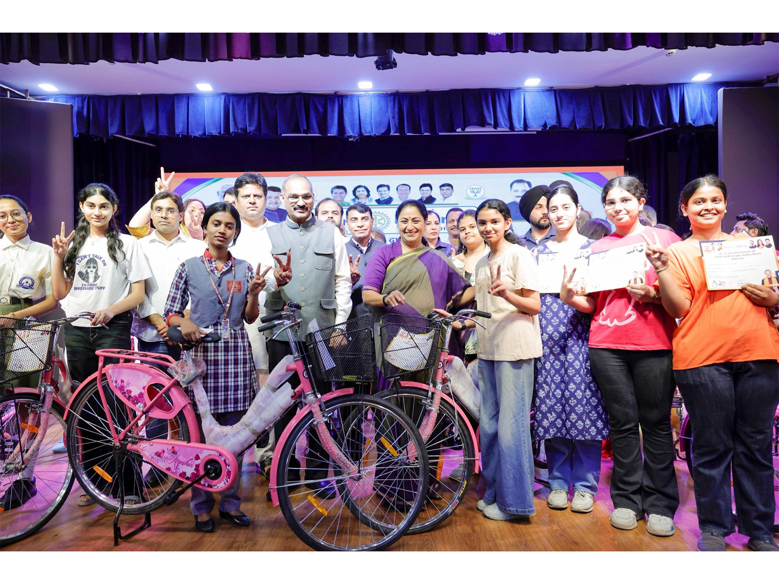 Delhi Chief Minister Rekha Gupta distributes bicycles, cites fuel saving push