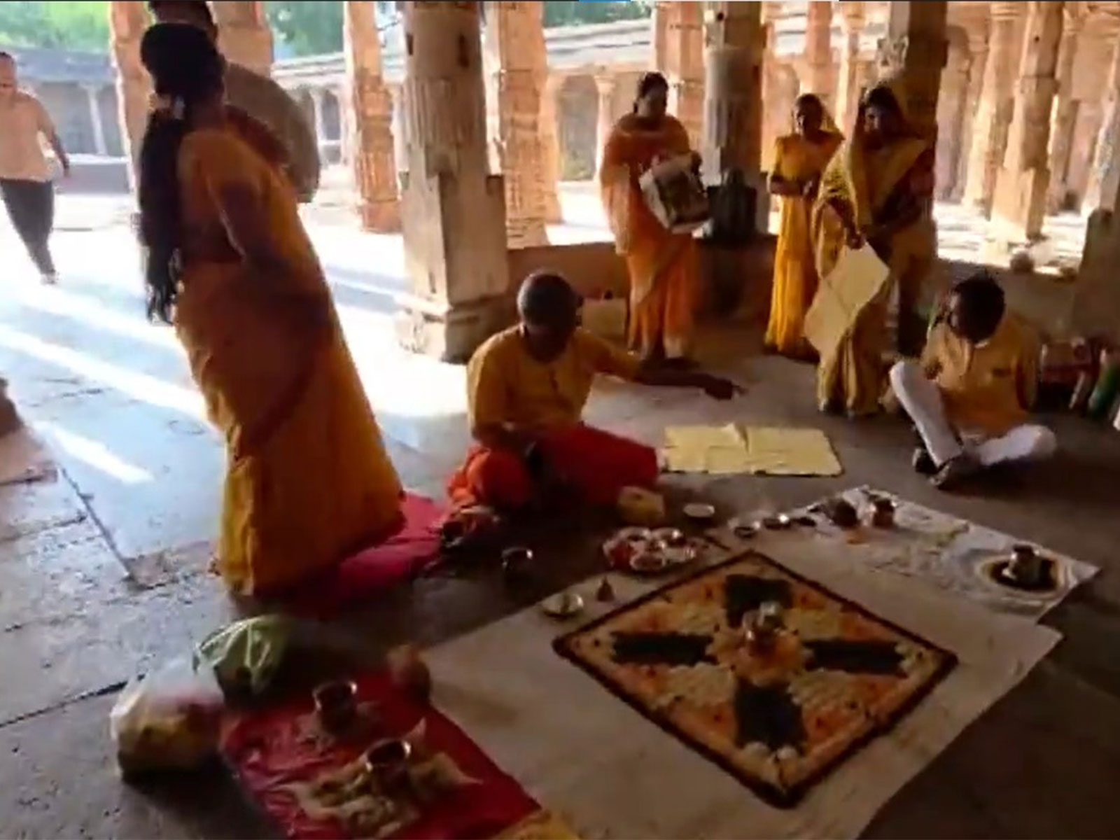 Devotees at the Bhojshala complex in Dhar (Photo/ANI)