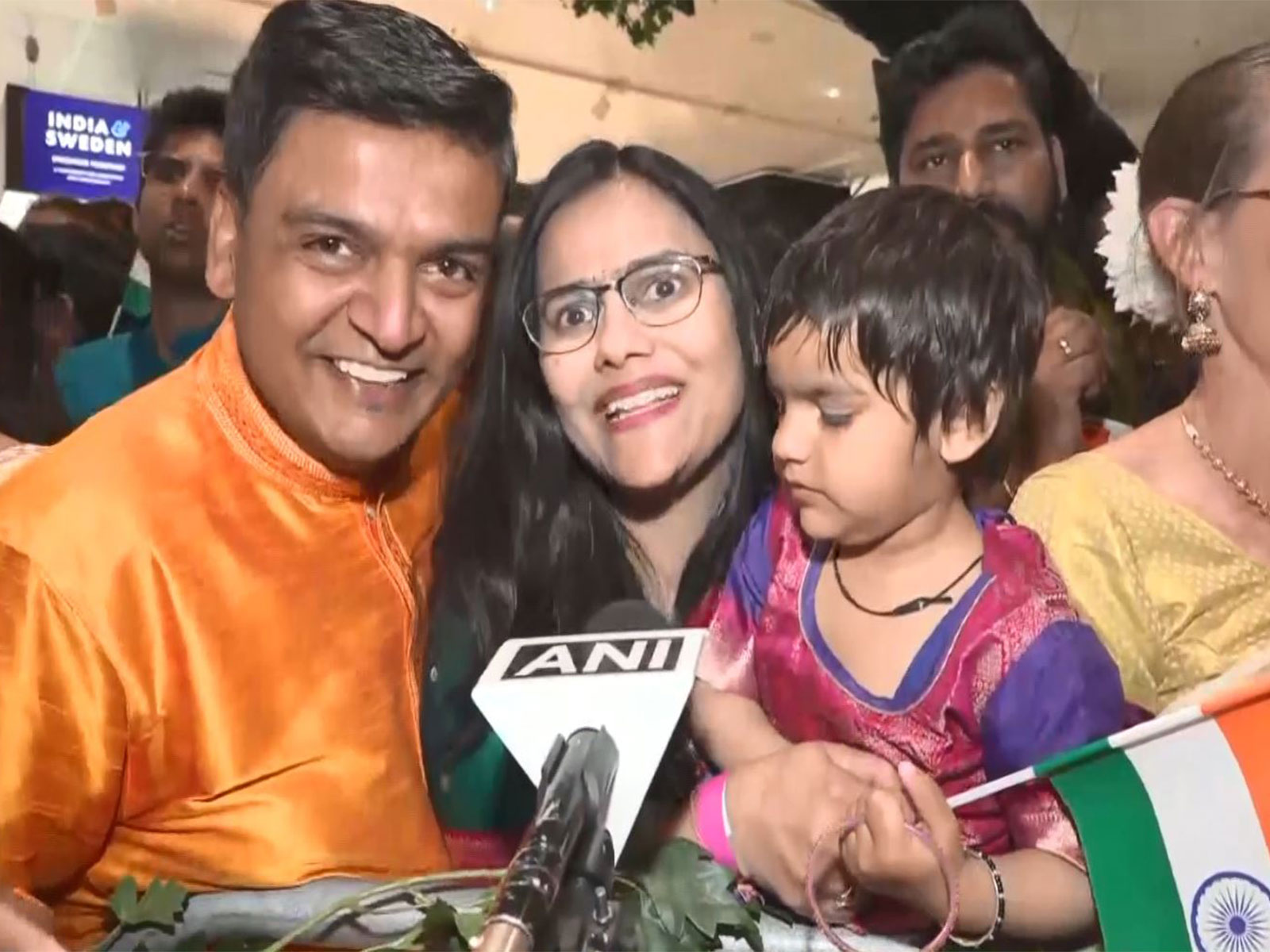 Members of the Indian diaspora gather in Gothenburg ahead of Prime Minister Narendra Modi's arrival for the Sweden leg of his five-nation tour (Photo/ANI)