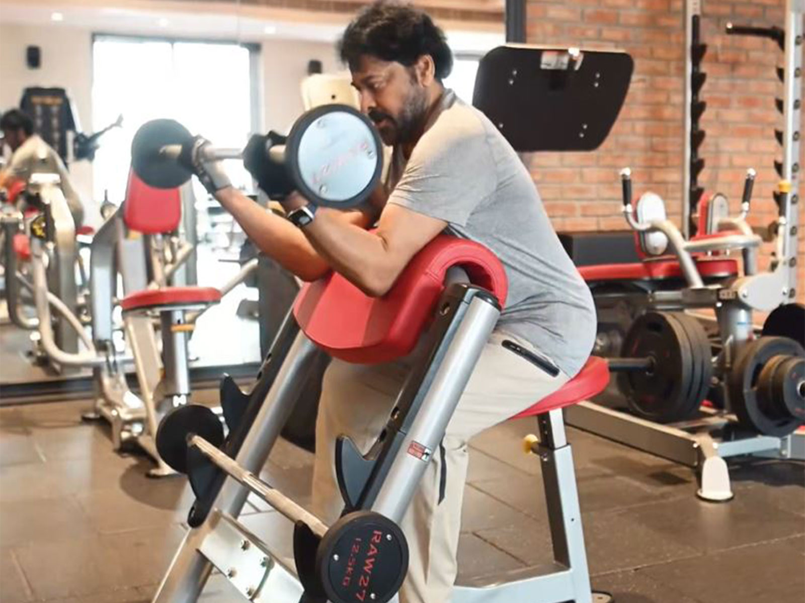 A snip from Chiranjeevi's workout video (Photo/X@KChiruTweets)