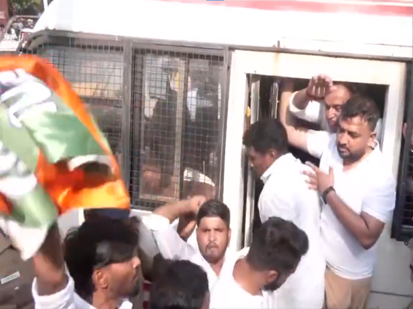 Youth Congress workers protest at Chennai Egmore Railway Station over NEET paper leak (Photo/ANI)