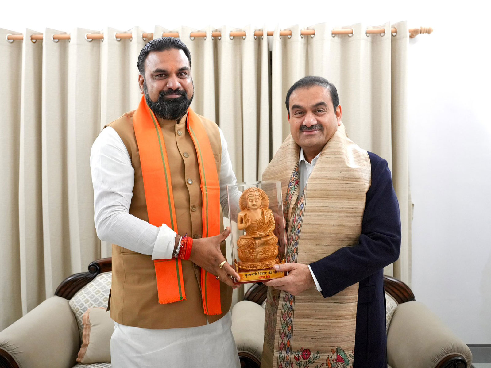 Chairman of Adani Group Gautam Adani meets Bihar CM Samrat Choudhary (Photo:X@gautam_adani)