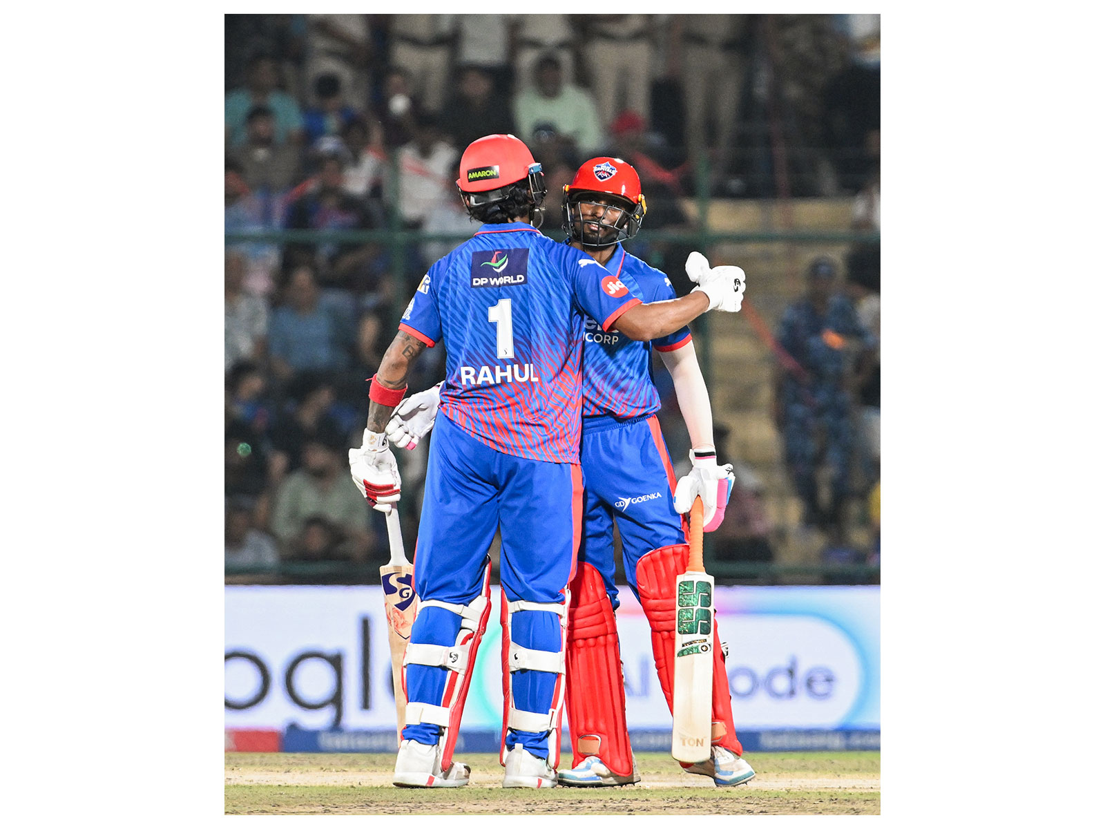 Delhi Capitals' Abishek Porel and KL Rahul (Photo/ANI)
