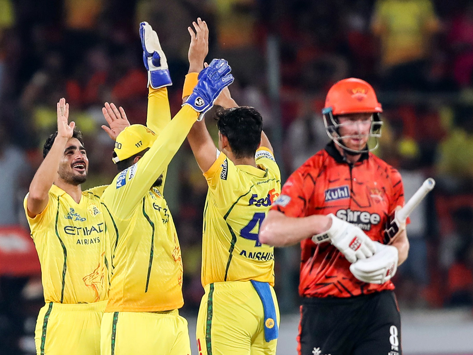 SRH and CSK in action. (Photo: ANI)