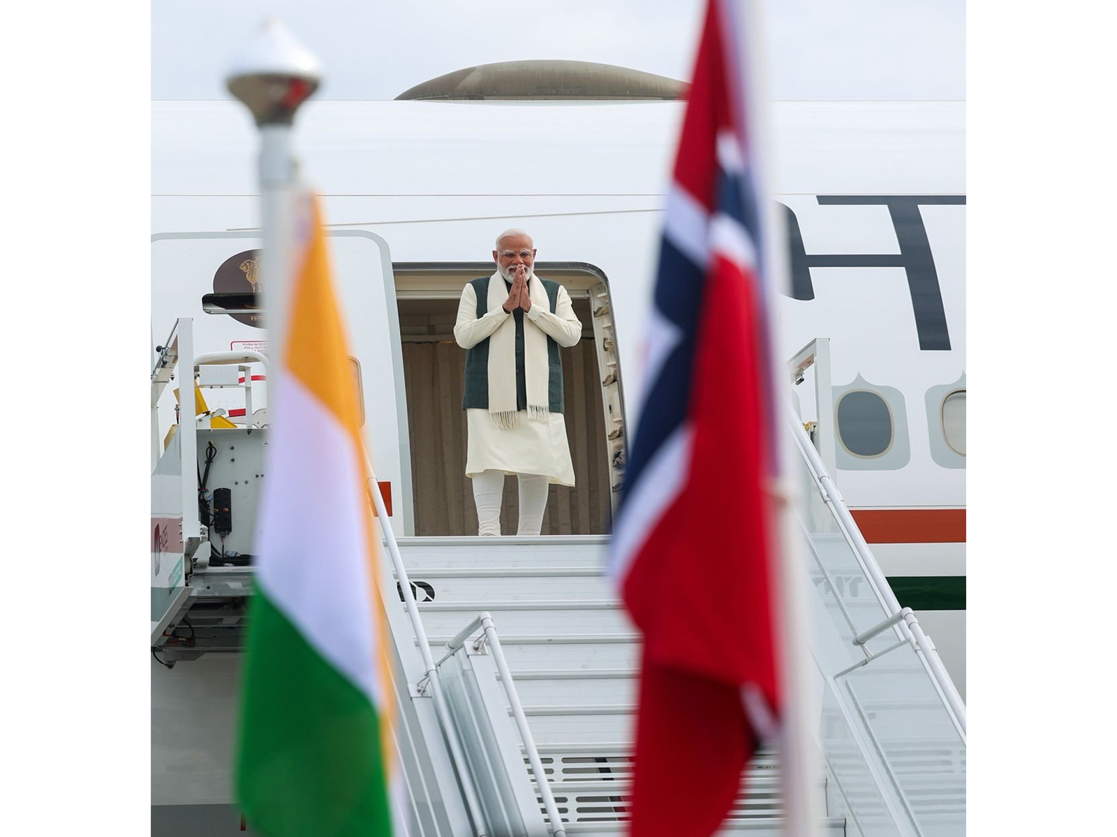 Prime Minister Narendra Modi arrives at Gardermoen Airport (Photo/X/@narendramodi)