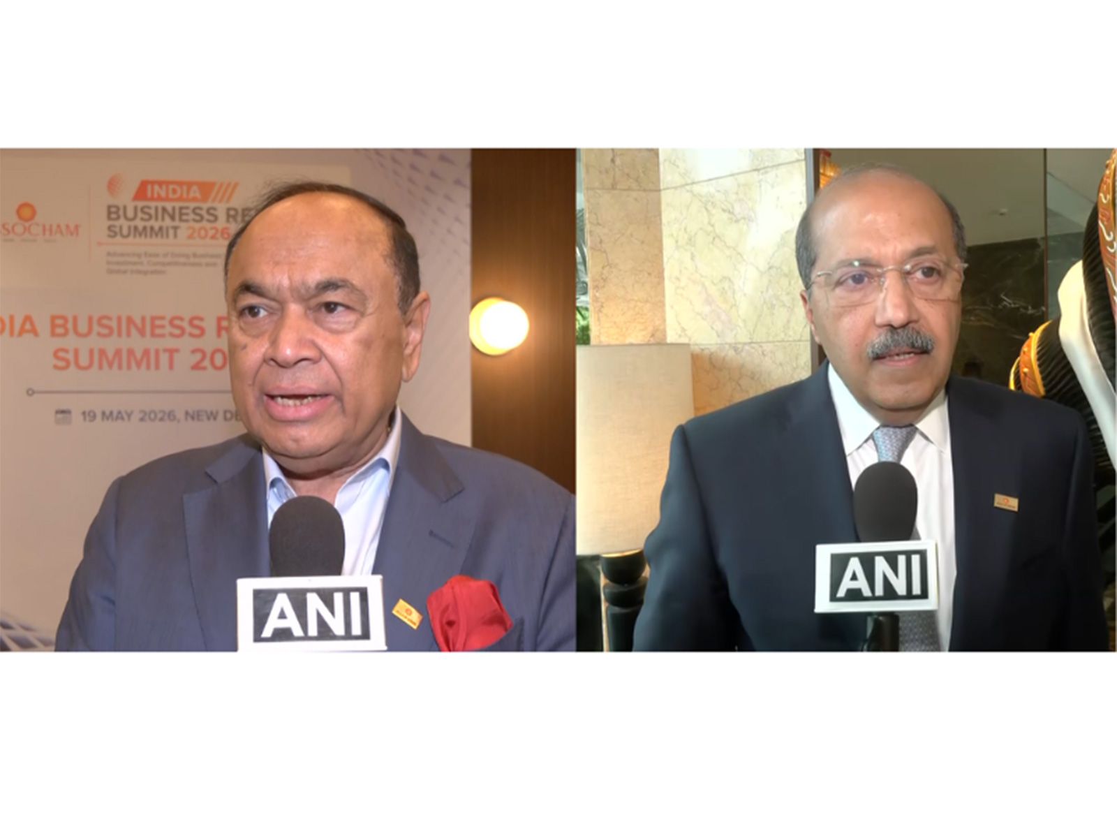 Nirmal K Minda (President ASSOCHAM) (L) and Sanjay Nayar (Sorin Investment Fund Founder & Chairman) (R) (Photo/ANI)