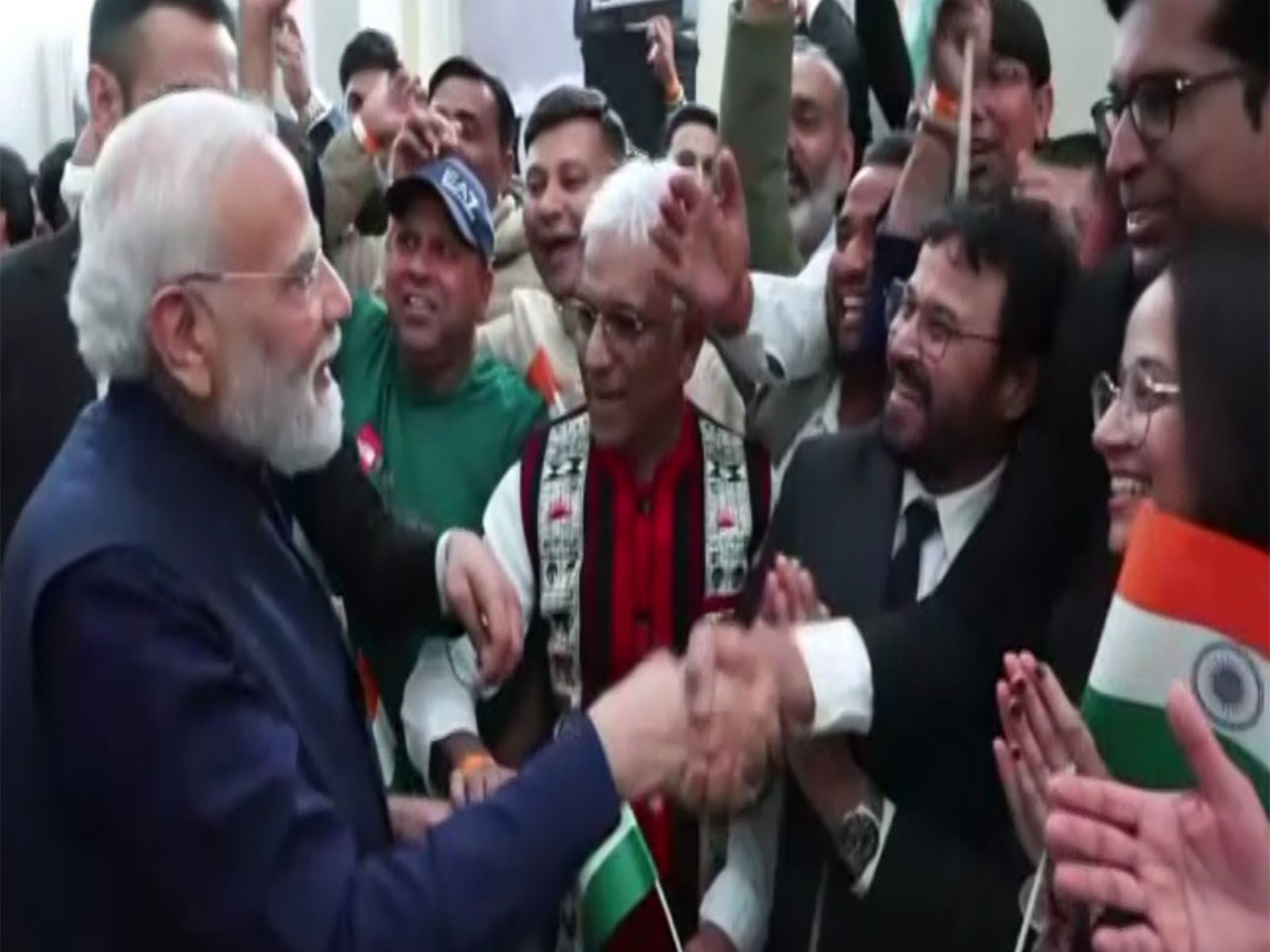 Prime Minister Narendra Modi share heartfelt moments with Indian diaspora in Rome (Photo/DD/ANI)
