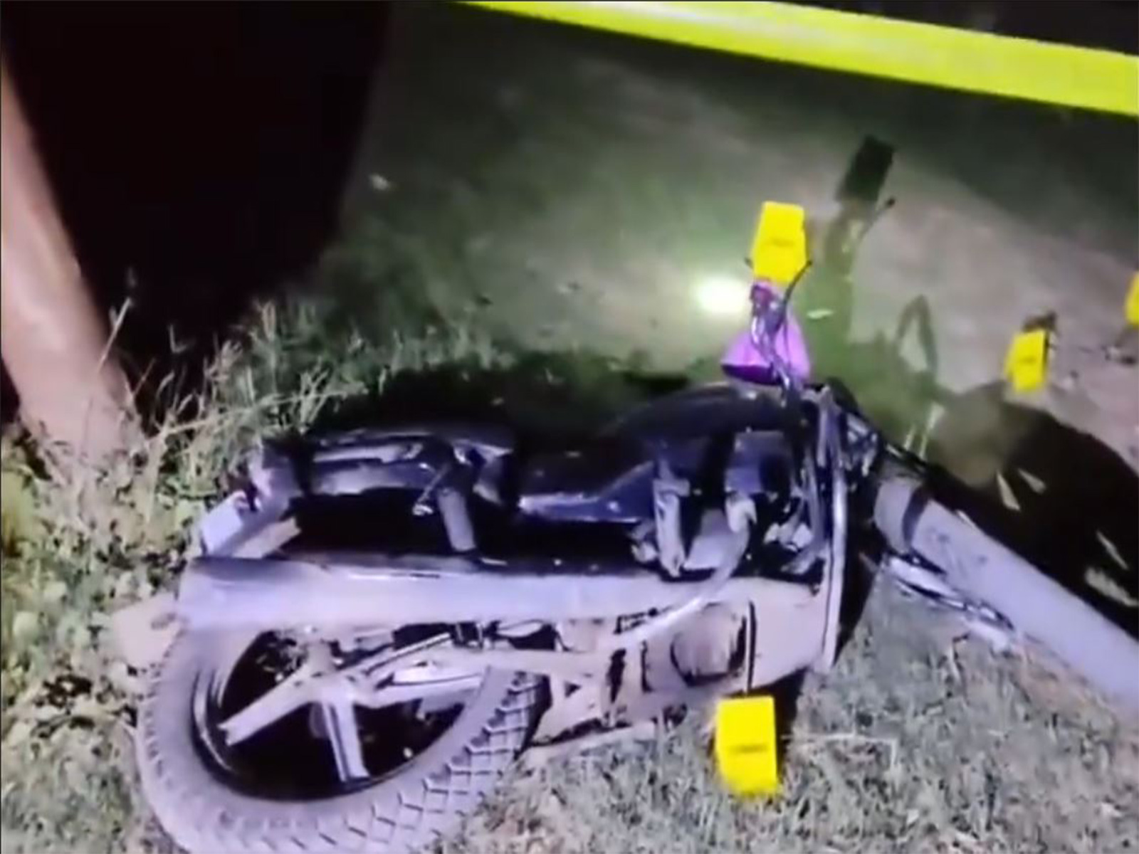 Bike used by the alleged accused during the encounter incident in UP's Sambhal (Photo/ANI)