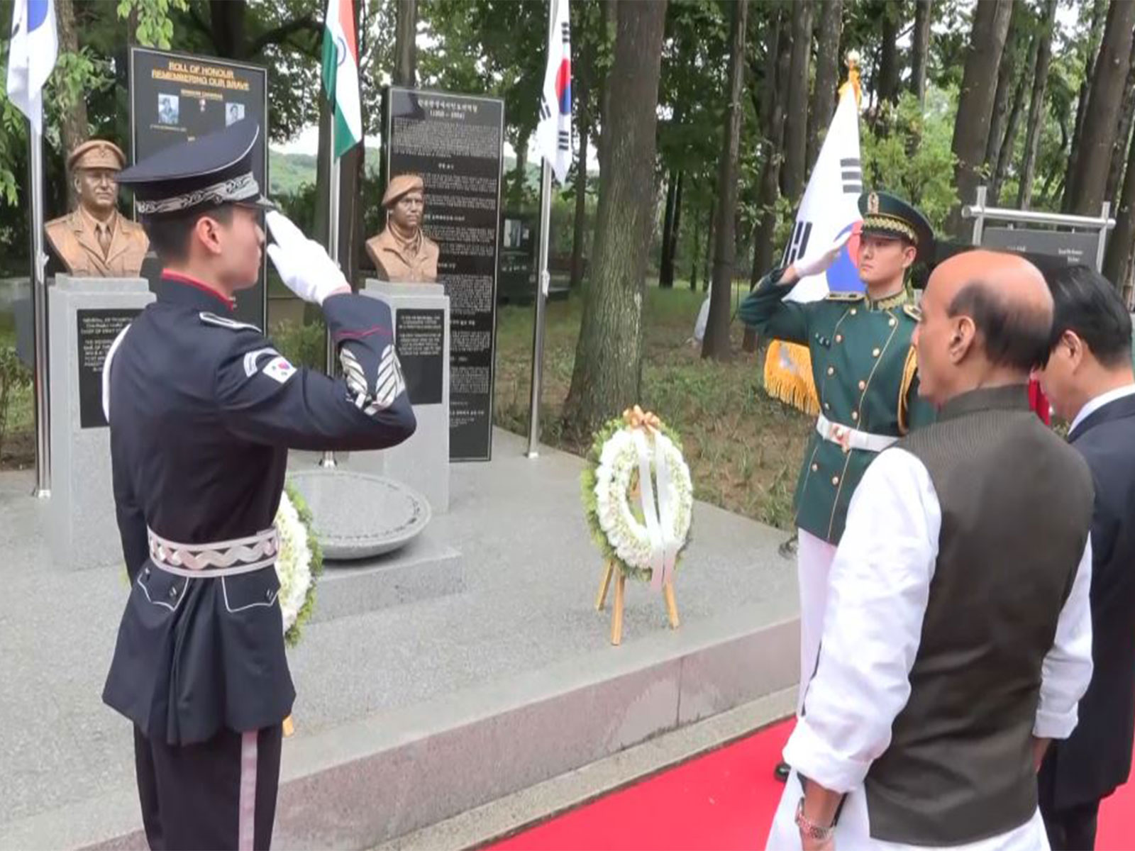 Rajnath Singh pays tribute to Indian Korean War veterans (Photo/ANI)