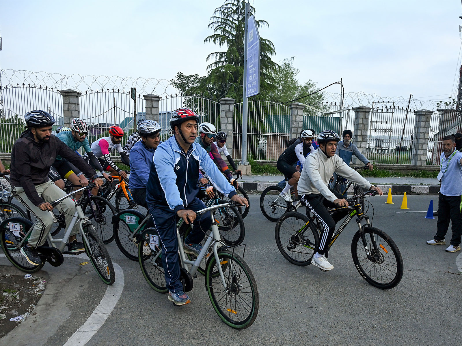 Union Minister of Youth Affairs and Sports Mansukh Mandaviya participates in the 'Fit India Sundays on Cycle' event. (Photo/ANI)