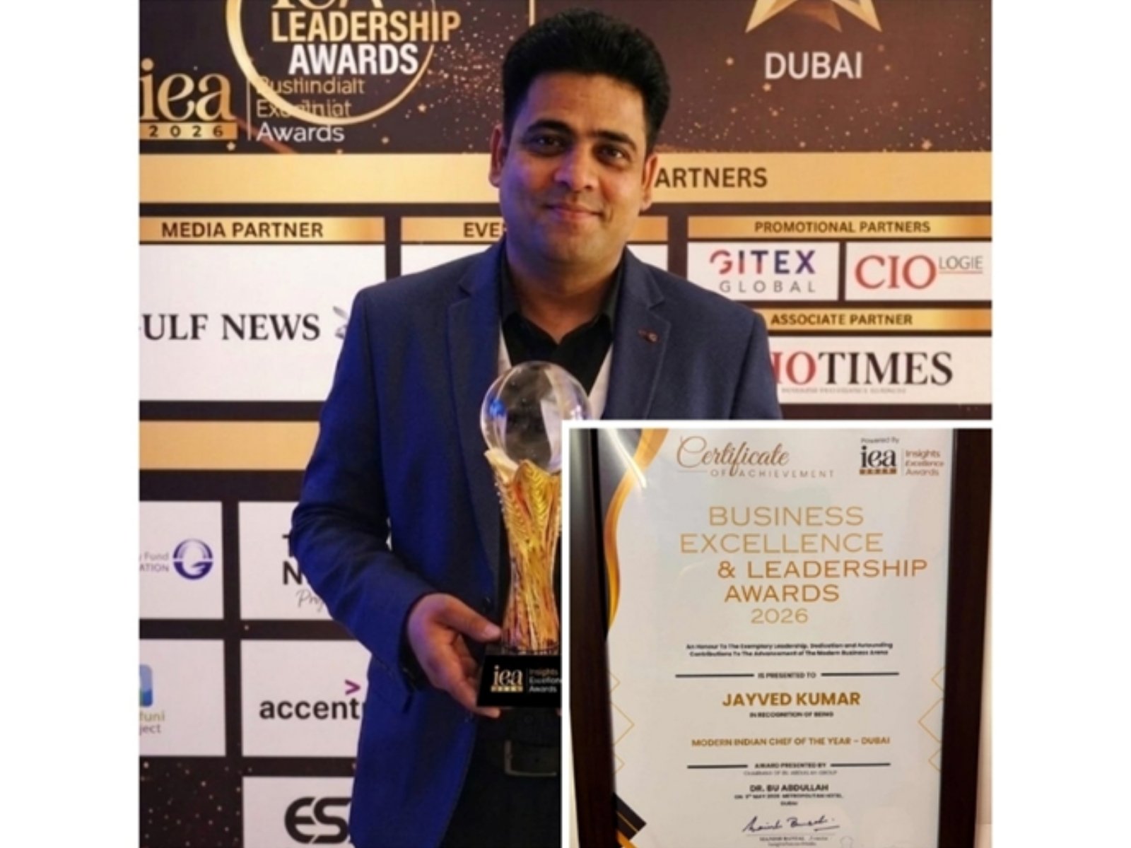 Jayved Kumar Awarded "Modern Indian Chef of the Year - Dubai" for Excellence in Hospitality