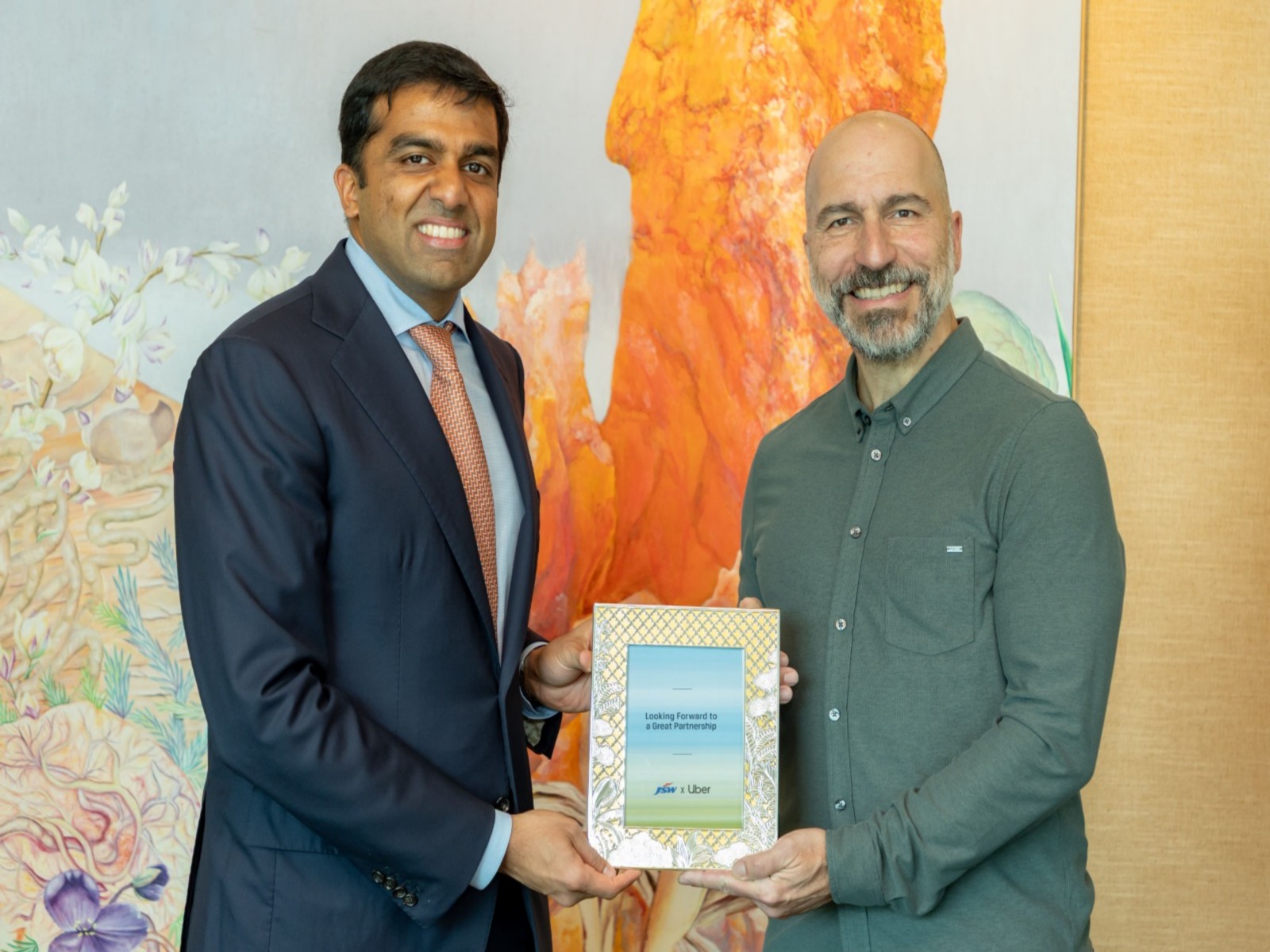 Parth Jindal of JSW Group (Left) and Dara Khosrowshahi, Uber CEO (Right) (Photo-JSW Group)