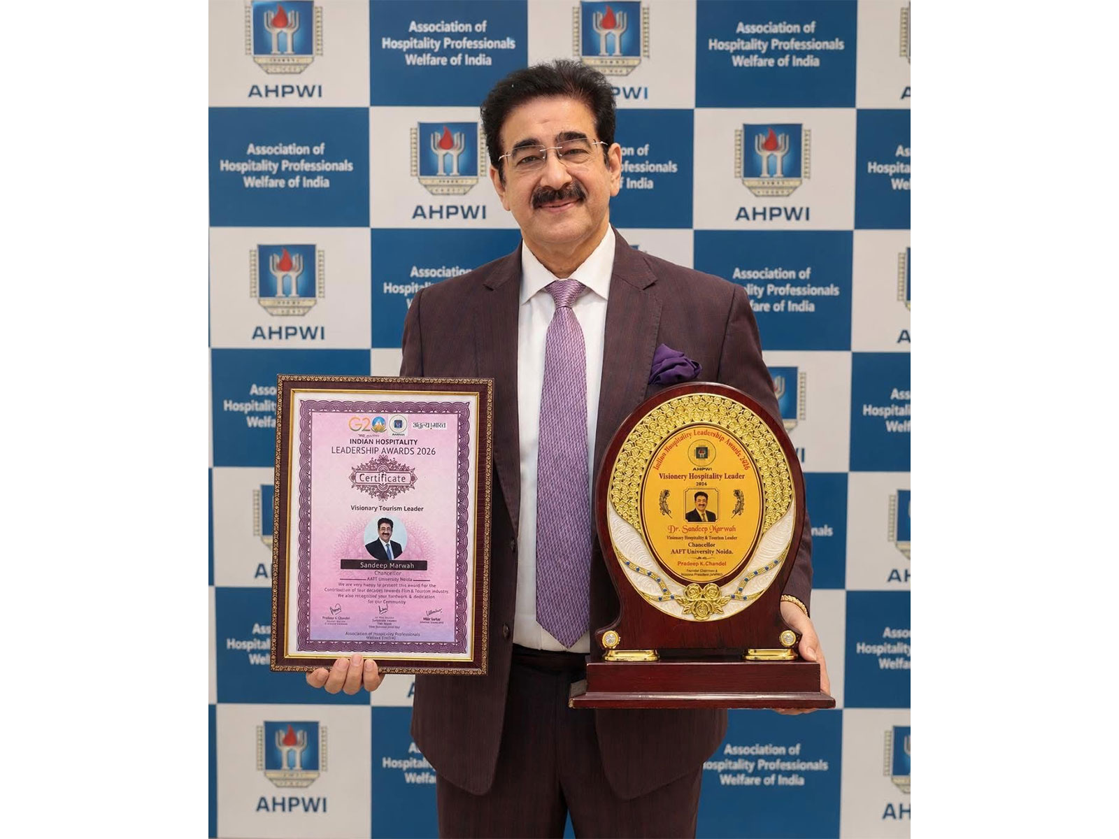 Dr. Sandeep Marwah Honoured by AHPWI for Four Decades of Contribution to Film, Hospitality & Tourism Industry