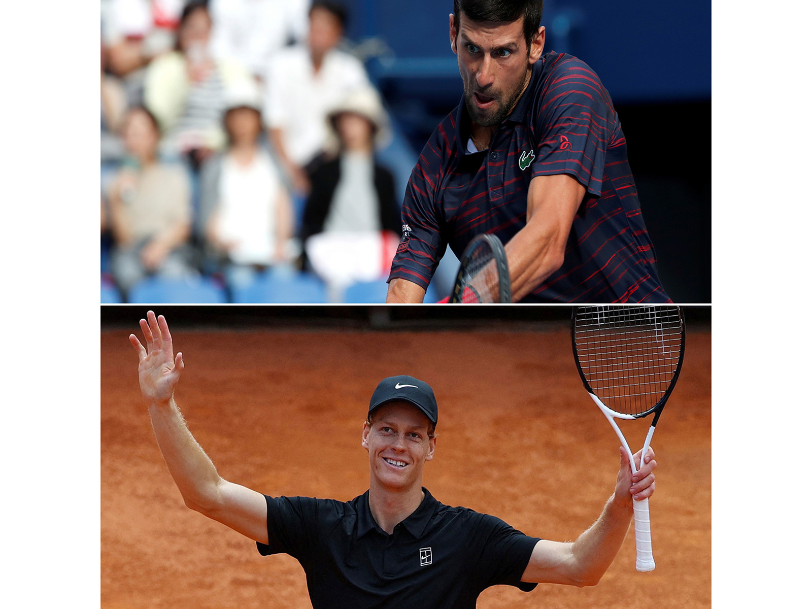 Novak Djokovic and Jannik Sinner. (ANI/Reuters)
