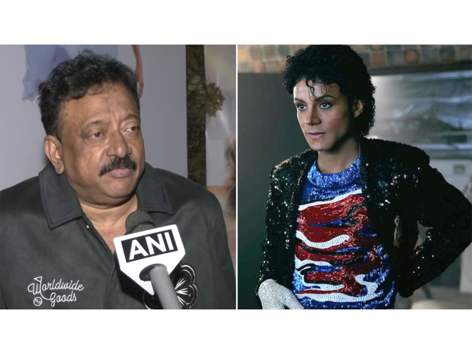 Filmmaker Ram Gopal Varma (L) Jaafar Jackson in a still from 'Michael' (R) (Photos/ANI/Instagram/@jaafarjackson)