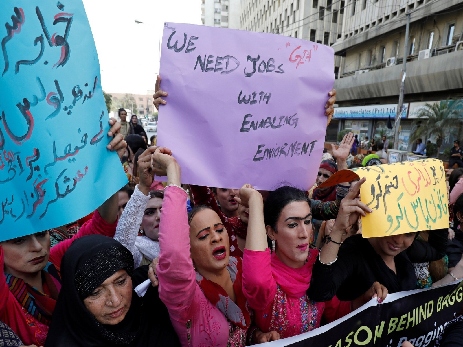 Members of the transgender community during a protest demanding jobs in Karachi (File Photo/ Reuters)