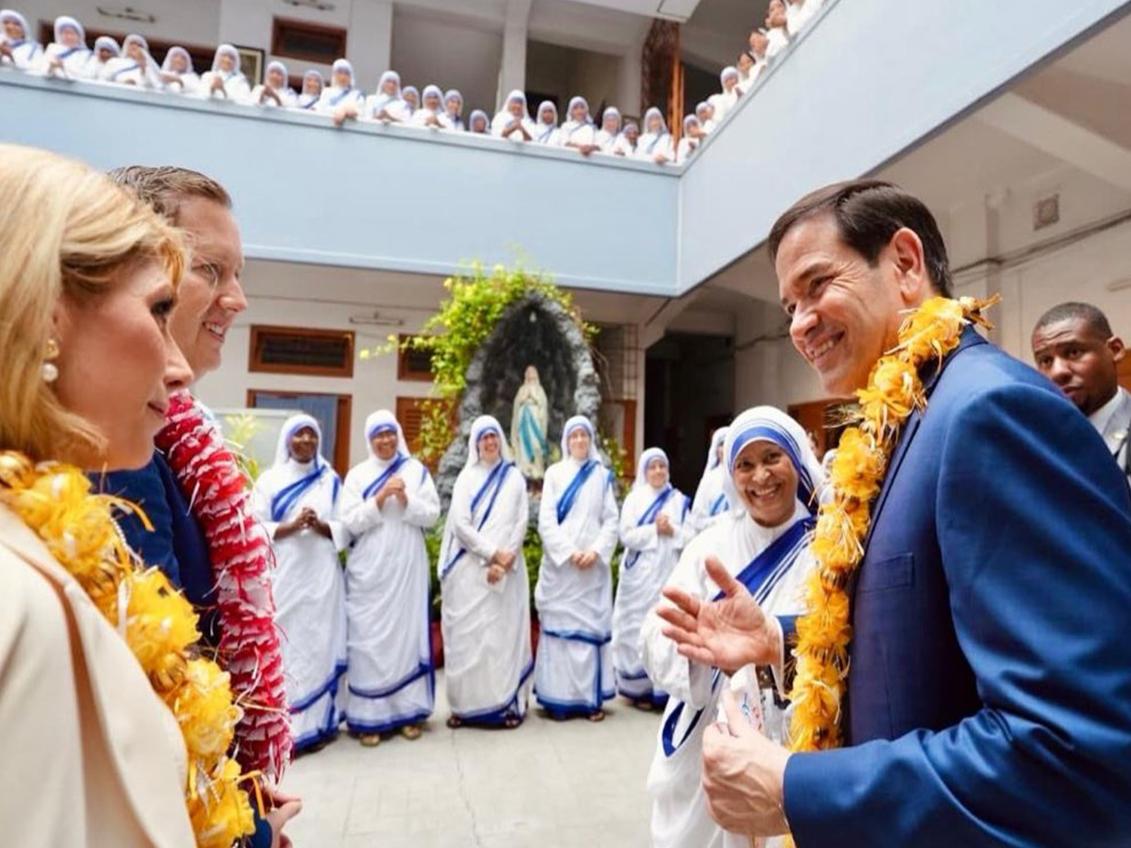 US Ambassador to India Sergio Gor accompanies US Secretary of State Marco Rubio on visit to Missionaries of Charity, Kokata (Photo/X/@USAmbIndia)